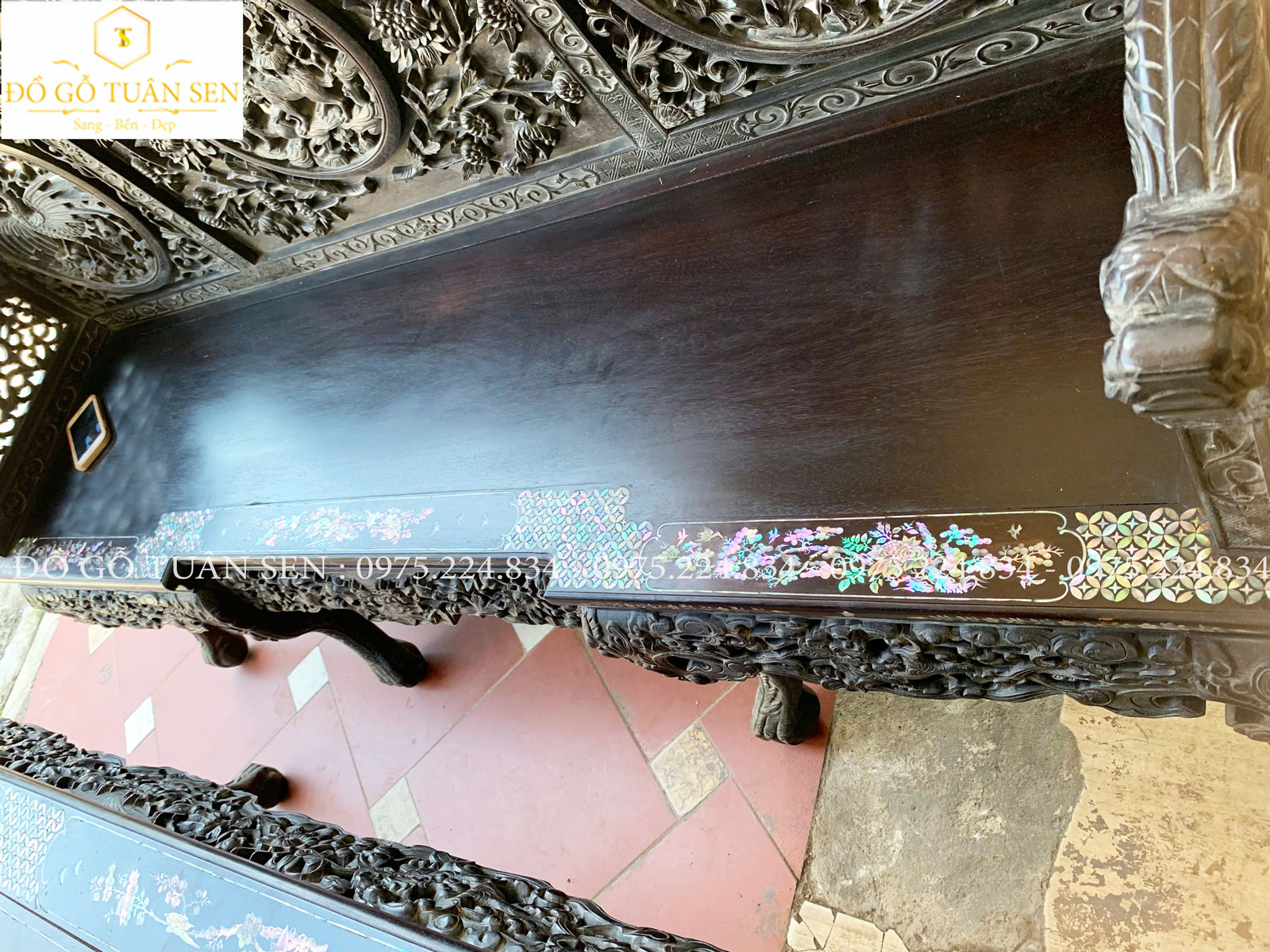 Vẻ đẹp Bộ trường kỷ Huế gỗ gụ V02